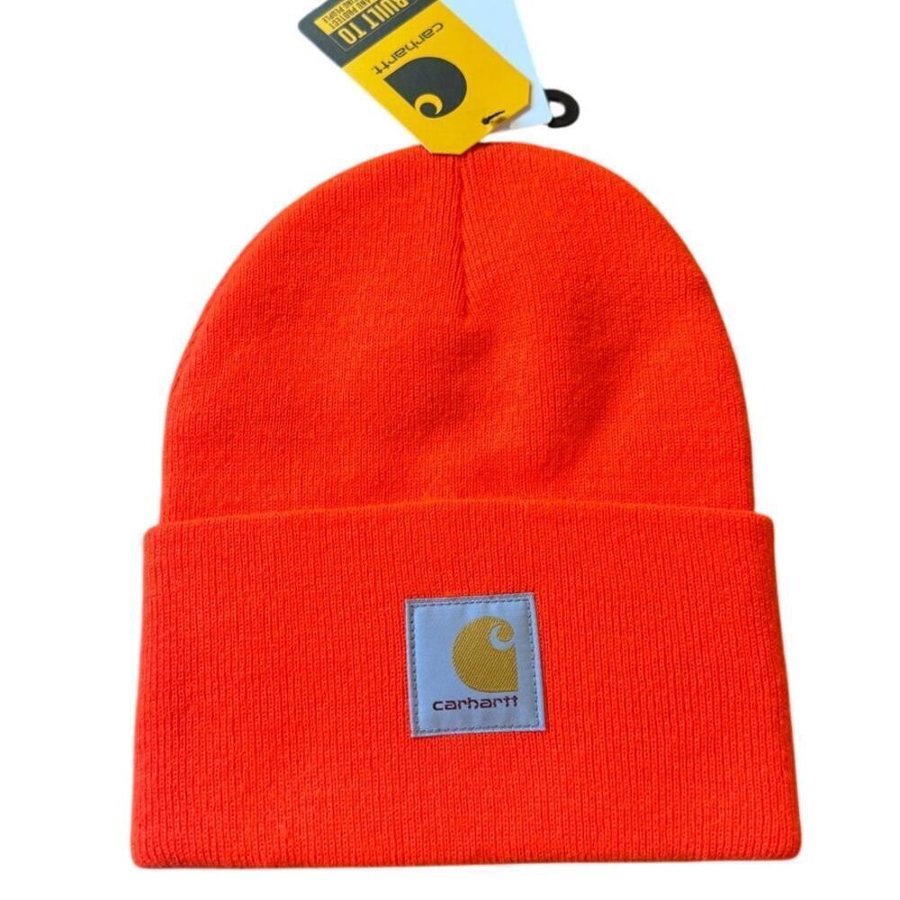 Carhartt High Visibility Orange Knit Cuffed Beanie Hat One Size NWT